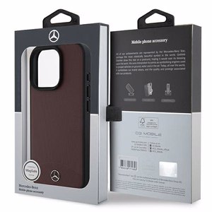 Mercedes Textured And Plain Leather MagSafe case for iPhone 16 Pro - red