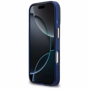 Guess IML 4G Script Metal чехол для iPhone 17 Pro Max синий