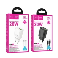 Viedtālruņa lādētājs Hoco USB A + USB C QC3.0 PD 3A 20W + kabelis USB C uz USB C N61 balta