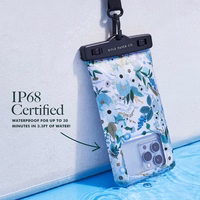 Rifle Paper Waterproof Floating Pouch - Waterproof maciņš smartphones up to 6.7" (Garden Party zils)