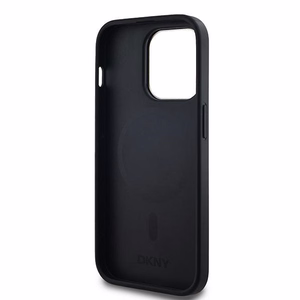 DKNY Ādas rūtainais magnētiskais apvalks iPhone 13 Pro Max - melns