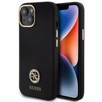 Guess silikona Logo Strass 4G viedtālruņa apvalks iPhone 15 - melns