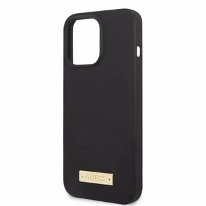 Guess GUHMP13LSPLK iPhone 13 Pro / 13 6.1" melns/melns cietais apvalks Silikona Logo Plate Magnētiskais