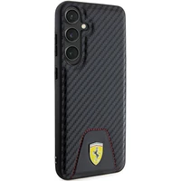 Ferrari Carbon Stitched Bottom viedtālruņa apvalks Samsung Galaxy S24+ - melns
