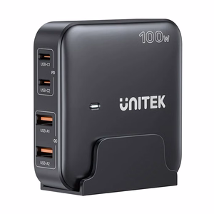GaN tīkla lādētājs - Unitek P1229ABK01-EU | 100W 2x USB-C 2x USB-A