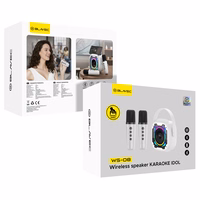 Blavec portatīvais Bluetooth skaļrunis WS-08 Karaoke Idol 8W ar 2 mikrofoniem balts