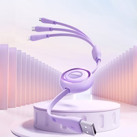 Joyroom Colorful Series S-A40 izbīdāmais 3-in-1 kabelis USB-A - USB-C / Lightning / Micro USB 1m - violets