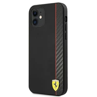 Ferrari FESAXHCP12SBK iPhone 12 mini 5.4" melns/melns cietais viedtālruņa apvalks On Track Carbon Stripe
