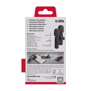 SBS Lavalier Microphones with USB-C Receiver 2 pcs - Black