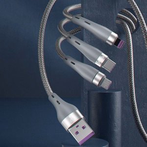 Dudao 3in1 USB kabelis Lightning / microUSB / USB Type C 65W 1.2m pelēks (L20X)