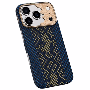 Zils Benks Magnetic Armor Air Knight kevlara vāciņš ar metāla rāmi (C.K.FL.AP.GD.C072), paredzēts iPhone 18 Pro / iPhone 17 Pro