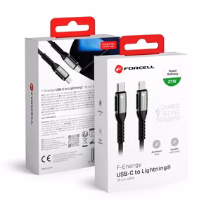 Cable USB C to Lightning Forcell F-Energy PD 3A 27W Cafule 0,25 m C259 black