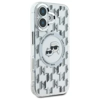 Karl Lagerfeld IML Monogram Karl & Choupette Head Magnētiskais viedtālruņa apvalks iPhone 16 - caurspīdīgs