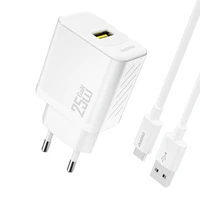 Dudao A27STEU 25W GaN USB-A Wall Charger with USB-A - USB-C Cable - White