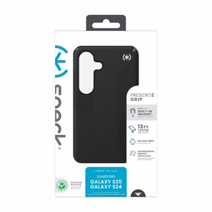 Speck Presidio2 Grip Magnet vāciņš ierīcei Samsung Galaxy S25 / S24, melns / slānekļa pelēks