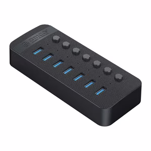 Orico CT2U3-7AB 7x USB-A 3.0 centrmezgls ar slēdžiem - melns