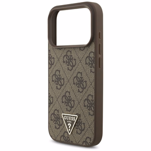 Guess 4G Strap Triangle Logo Magnētiskais viedtālruņa apvalks iPhone 17 Pro - brūna