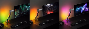 Single Monitor 17"-40" Gas Spring Arm, RGB Lighting, Black