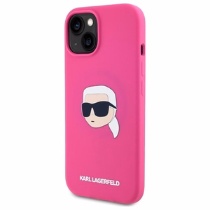 Karl Lagerfeld KLHMP15SSKHPPLF iPhone 15 6.1" fuksijas/fuksijas cietais apvalks Silikona Karl galvas apdruka MagSafe