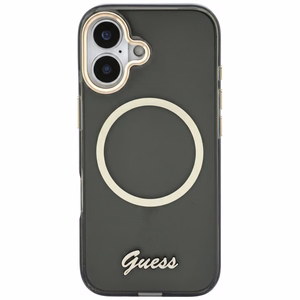 Guess IML Script Metal MagSafe Maciņš for iPhone 17 - melns