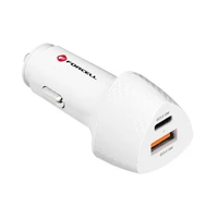 FORCELL F-ENERGY Carbon CC50-1A1C automašīnas lādētājs Type C + USB A PD QC3.0 3A 38W balts