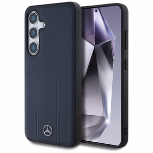 Mercedes Ādas Iespiestas līnijas Magnētiskais apvalks Samsung Galaxy S25 - zils