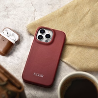 iCarer CE Premium ādas folio viedtālruņa apvalks iPhone 14 Pro Max magnētiskais atveramais apvalks MagSafe sarkana