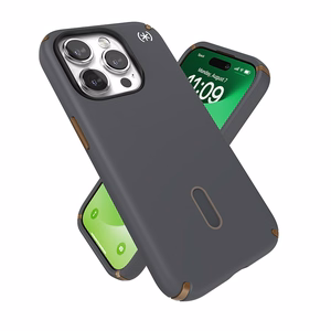 Speck Presidio2 Pro ClickLock MagSafe vāciņš ierīcei iPhone 15 Pro, kokogļu pelēks un vēsas bronzas krāsā