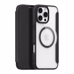 Dux Ducis Skin X Pro iPhone 16 Pro viedtālruņa apvalks ar MagSafe un atveramu vāciņu - melns