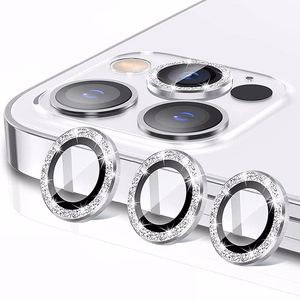 Закалённое стекло Hard Diamond для камеры (Lens) для iPhone 14 Pro/14 Pro Max серебряное (3 шт.)