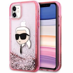 Чехол Karl Lagerfeld Glitter Karl Head для iPhone 11/XR - розовый