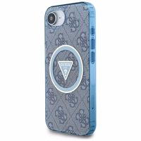 Guess IML Metal Glitter 4G Circle Triangle magnētiskais viedtālruņa apvalks iPhone 16e - zils