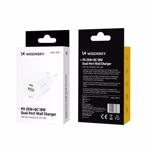 Wozinsky WWC-35W GaN USB-A + USB-C tīkla lādētājs - balts