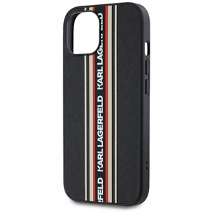 Karl Lagerfeld Saffiano Athleisure Stripes Cord viedtālruņa apvalks iPhone 15 - sarkans