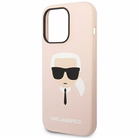 Karl Lagerfeld KLHCP14XSLKHLP iPhone 14 Pro Max 6.7 "cietais viedtālruņa apvalks rozā / rozā silikona Karl`s Head