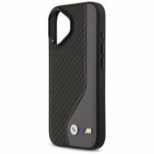 BMW viedtālruņa apvalks IPHONE 17, savietojams ar MagSafe BMHMP17S25PCCSCAK (PU oglekļa logotips) antracīta