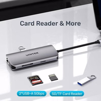 UNITEK aktīvs sadalītājs USB-C 2X HDMI 4K, RJ45, PD 100W