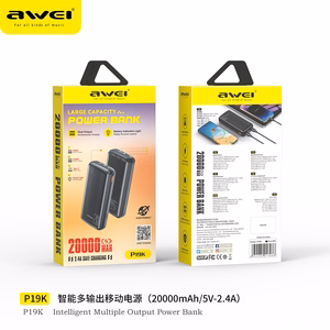 Ārējā baterija Power Bank Awei P19K 5V/2.4A 20000mAh melna