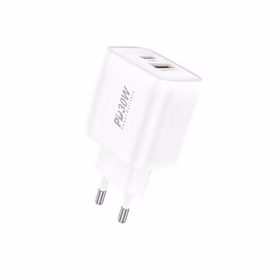 Foneng Sienas lādētājs EU52 - USB + Type C - QC 3.0 PD 30W balts