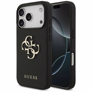 Guess Graudains Liels 4G un Klasiskais Logotips viedtālruņa apvalks iPhone 17 Pro - melns