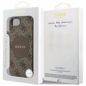 Guess 4G Circle Classic Logo Magnētiskais viedtālruņa apvalks iPhone 16e - brūns