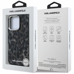 Karl Lagerfeld IML Leopard Pattern MagSafe macins iPhone 16 Pro Max - melns