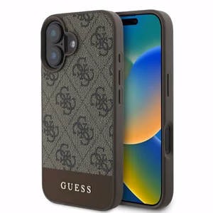 Guess 4G Bottom Stripe viedtālruņa apvalks iPhone 16 - brūns