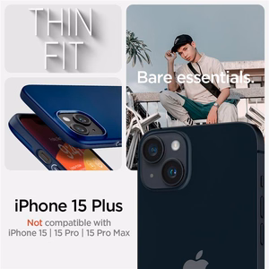 Spigen Thin Fit viedtālruņa apvalks iPhone 15 Plus - zils