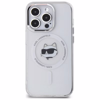 Karl Lagerfeld IML Metāla Choupette galva MagSafe apvalks iPhone 14 Pro - balts