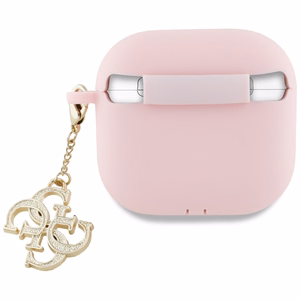Guess Apvalks AirPods 4 Silikona 4G Charm rozā