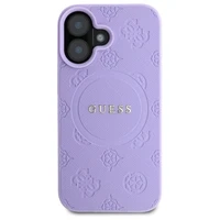 Guess Saffiano Peony Classic Logo Magnētiskais viedtālruņa apvalks iPhone 16 Plus - violets