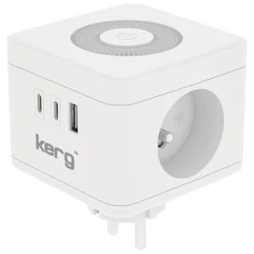 KERG Smart 2 ligzdu barošanas kubs + USB-A + USB-C lādētājs + LED lampa 16A/250V~ balts