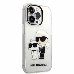 Karl Lagerfeld Glitter Karl&Choupette maciņš iPhone 14 Pro – caurspīdīgs