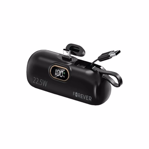 Forever mini portatīvais lādētājs MTB-100 22.5W 5000 mAh USB C melns